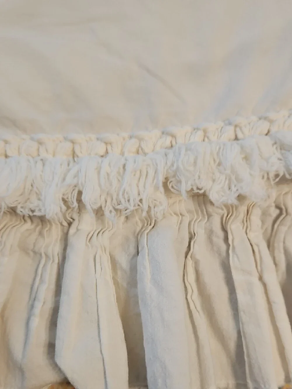 Anthropologie Cream Ruffled Duvet Cover